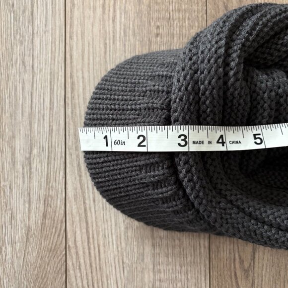 C.C Cable Knit Soft Stretch Gray Beanie with Brim - Picture 5 of 9